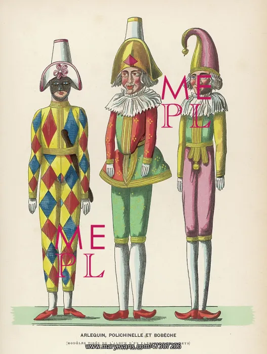 : 3 Dolls Harlequin circa 1810 : 3 Dolls Harlequin circa 1810