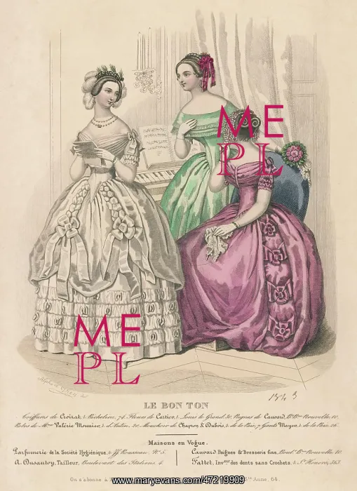 : 3 Evening Dresses 1843 : 3 Evening Dresses 1843