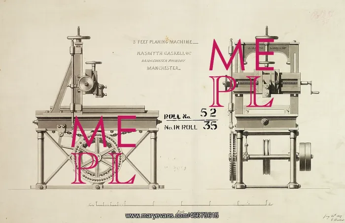  : 3 feet planing machine, front and side elevations