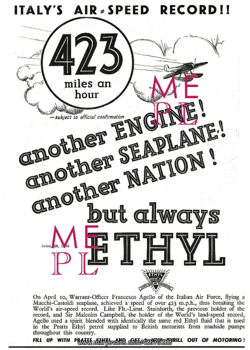 : 423 MPH Using Pratts Ethyl Fuel : 423 MPH Using Pratts Ethyl Fuel