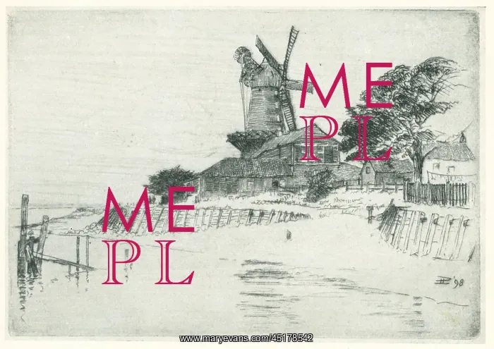 : The Mill. An etching of a large windmill, situated amongst some rustic : The Mill. An etching of a large windmill, situated amongst some rustic