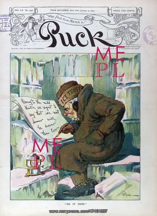 : Do it now. Illustration shows a man sitting in an ice house, wearing a fur coat : Do it now. Illustration shows a man sitting in an ice house, wearing a fur coat
