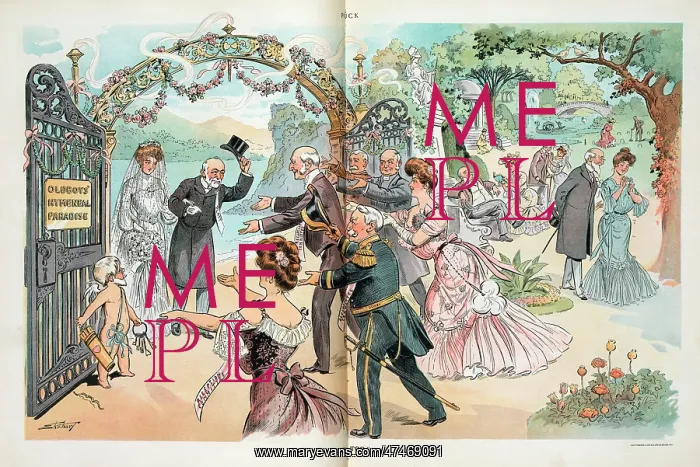 : Me too. Illustration shows Thomas C. Platt with his young bride passing : Me too. Illustration shows Thomas C. Platt with his young bride passing