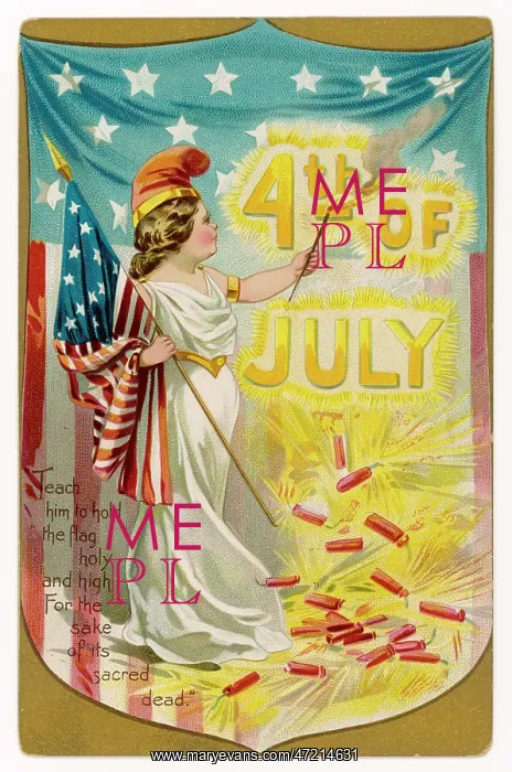  : 4TH JULY. 4TH OF JULY A patriotic girl holding the stars