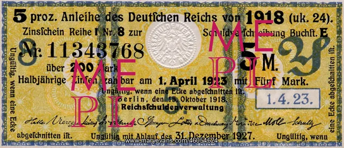 : 5 Reichsmark bond : 5 Reichsmark bond