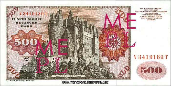 : 500 Mark banknote, 20th century : 500 Mark banknote, 20th century