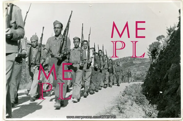 : 57th Battalion on the march during Ebro offensive training : 57th Battalion on the march during Ebro offensive training