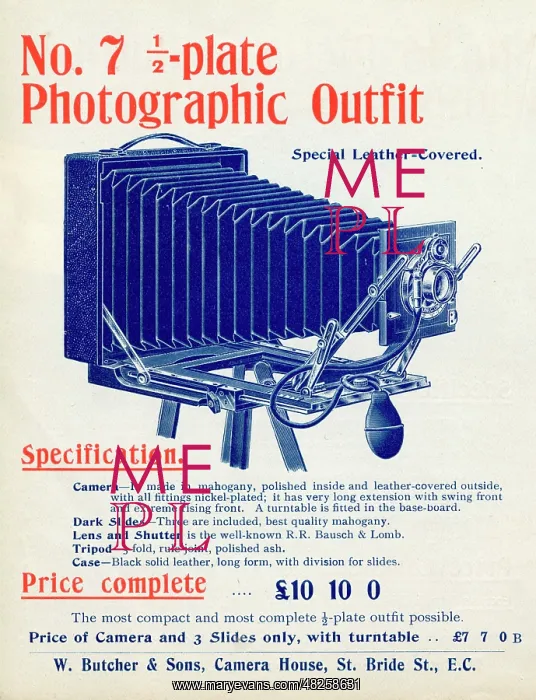  : No 7 Half Plate Photographic Camera Outfit