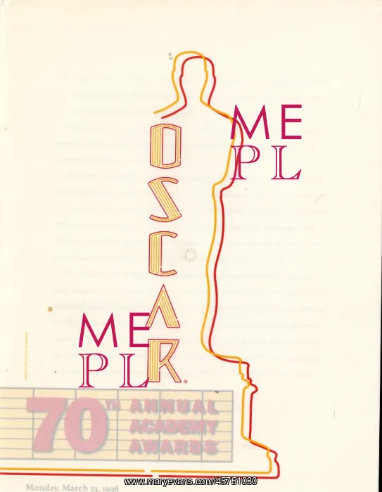 : 70th Annual Academy Awards, Oscars programme 1998 : 70th Annual Academy Awards, Oscars programme 1998