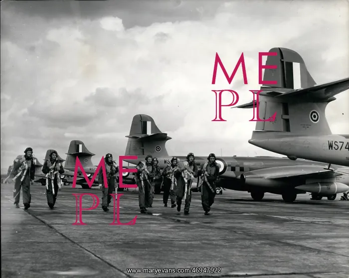 : 85 Squadron with Meteor NF 14 aircraft after training : 85 Squadron with Meteor NF 14 aircraft after training