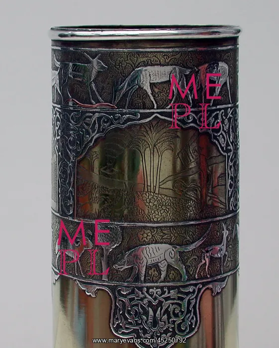 : 86 mm German engraved artillery shell case - Bezalel School : 86 mm German engraved artillery shell case - Bezalel School