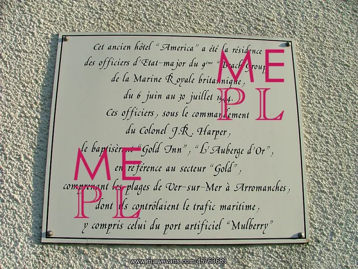 : 9th Beach Group Plaque, Ver sur Mer Normandy : 9th Beach Group Plaque, Ver sur Mer Normandy