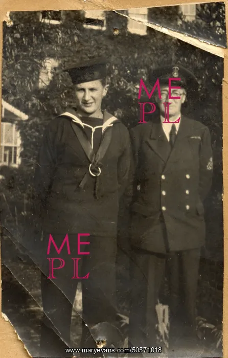 : A. P. Herbert with young lad (son?) in Naval attire : A. P. Herbert with young lad (son?) in Naval attire