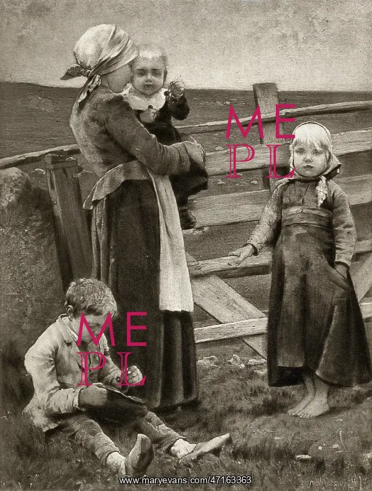 : Abandoned young mother with her children : Abandoned young mother with her children