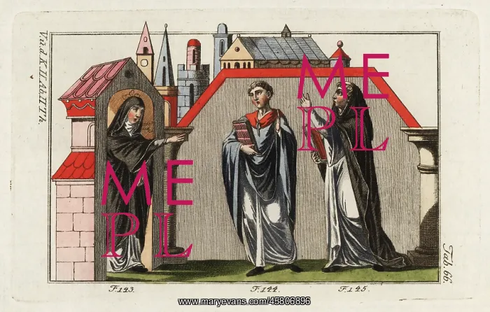 : Abbess, priest and monk, 12th century : Abbess, priest and monk, 12th century