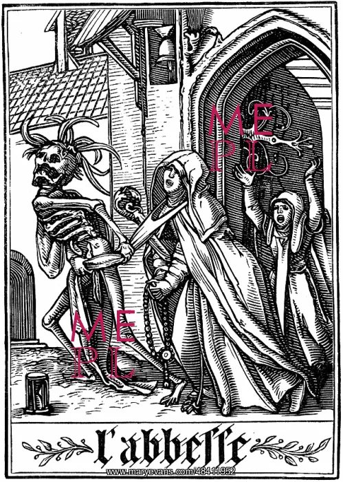 : The Abbess visited by Death. From Hans Holbein : The Abbess visited by Death. From Hans Holbein