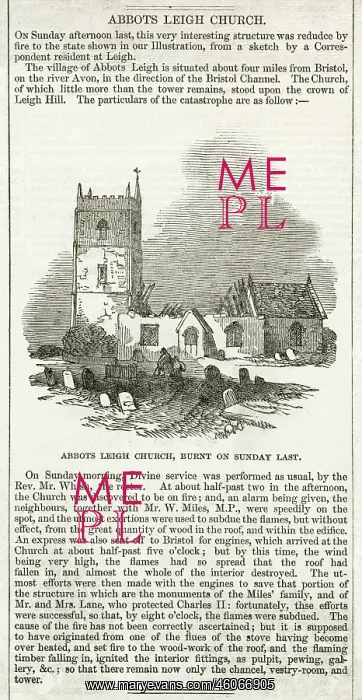 : Abbots Leigh church after the fire : Abbots Leigh church after the fire