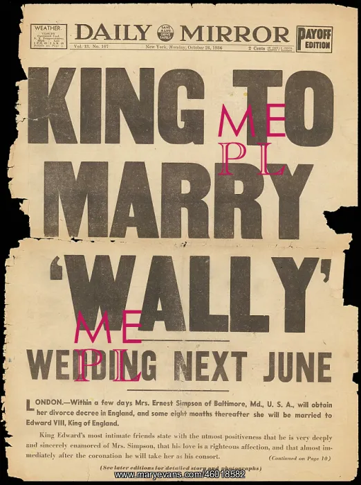  : Abdication front cover headlines