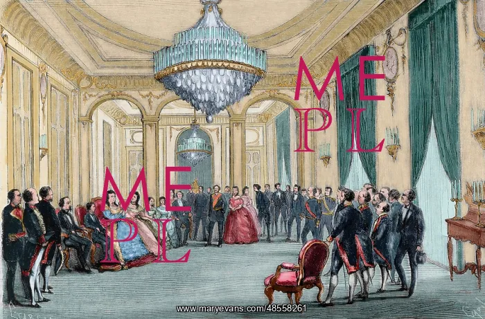 : Abdication of Isabella II of Spain (1830-1904). Engraving. C : Abdication of Isabella II of Spain (1830-1904). Engraving. C