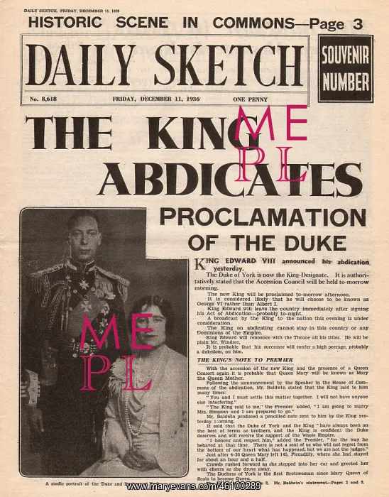 : Abdication of King Edward VIII : Abdication of King Edward VIII