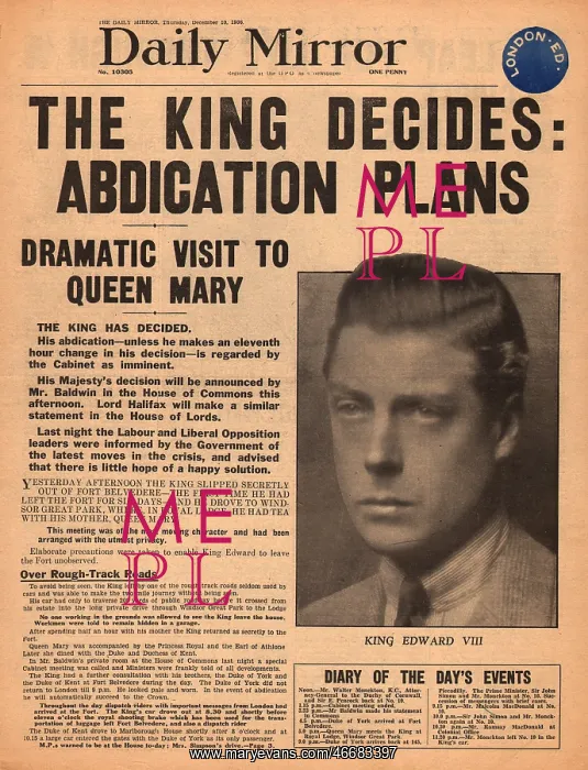 : Abdication of King Edward VIII : Abdication of King Edward VIII
