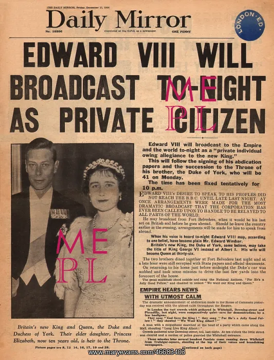: Abdication of King Edward VIII : Abdication of King Edward VIII