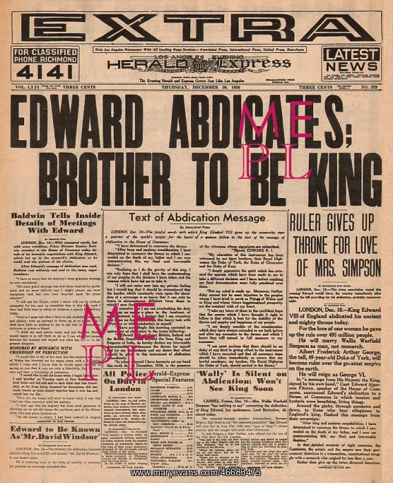 : Abdication of King Edward VIII : Abdication of King Edward VIII