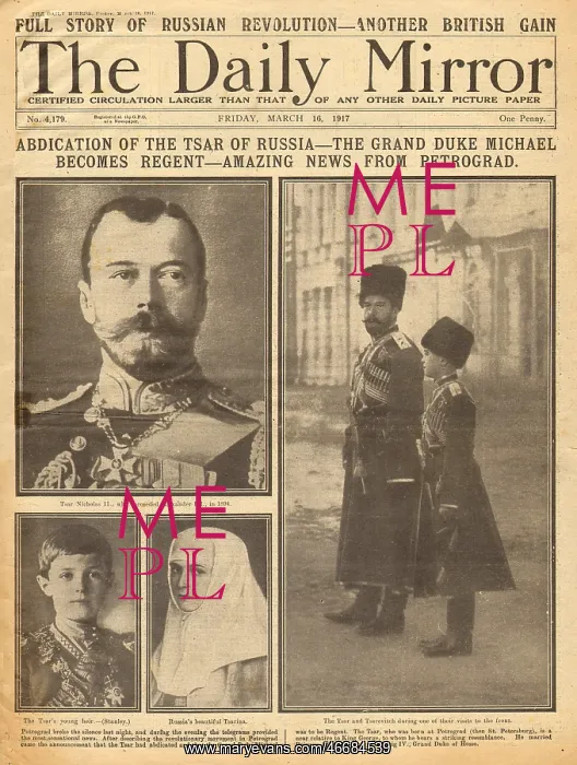 : Abdication of Russian Tsar, Nicholas II, WW1 : Abdication of Russian Tsar, Nicholas II, WW1