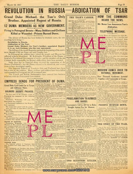 : Abdication of Russian Tsar, Nicholas II, WW1 : Abdication of Russian Tsar, Nicholas II, WW1