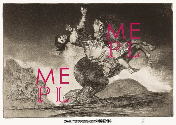 : Abducting horse. Plate 10 of Proverbs, by Goya : Abducting horse. Plate 10 of Proverbs, by Goya