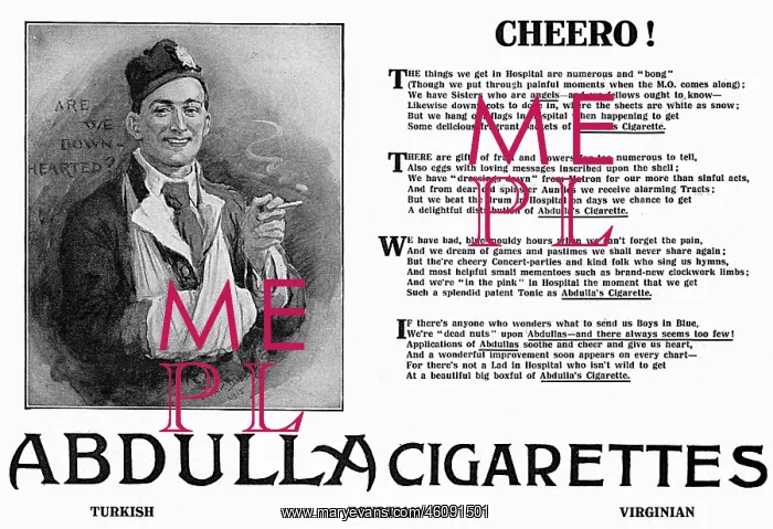  : Abdullah cigarettes advertisement, WW1