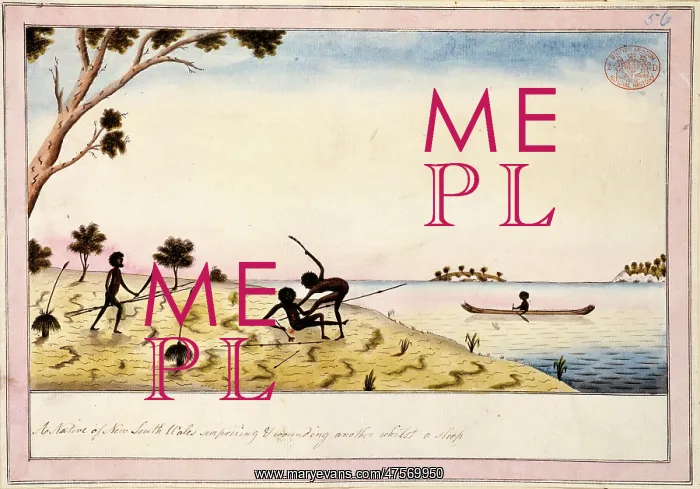 : Aboriginal men fighting in a landscape : Aboriginal men fighting in a landscape