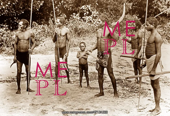  : Aborigines with throwing sticks Queensland Australia