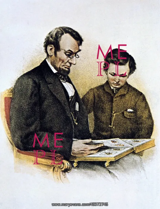 : Abraham Lincoln (1809-1865) and his son Thaddeus : Abraham Lincoln (1809-1865) and his son Thaddeus