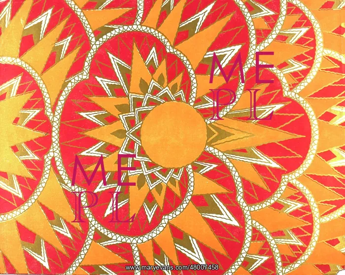 : Abstract design in red, orange, green and cream : Abstract design in red, orange, green and cream