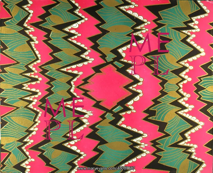  : Abstract design with zigzags in green and pink