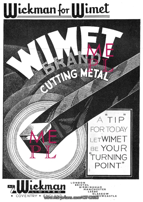 : A.C. Wickman Wimet Cutting Metal : A.C. Wickman Wimet Cutting Metal