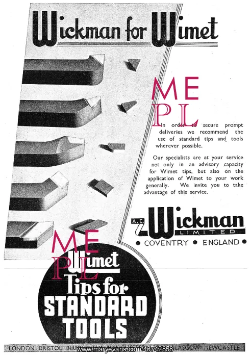 : A.C. Wickman Wimet Machine Tool Tips : A.C. Wickman Wimet Machine Tool Tips