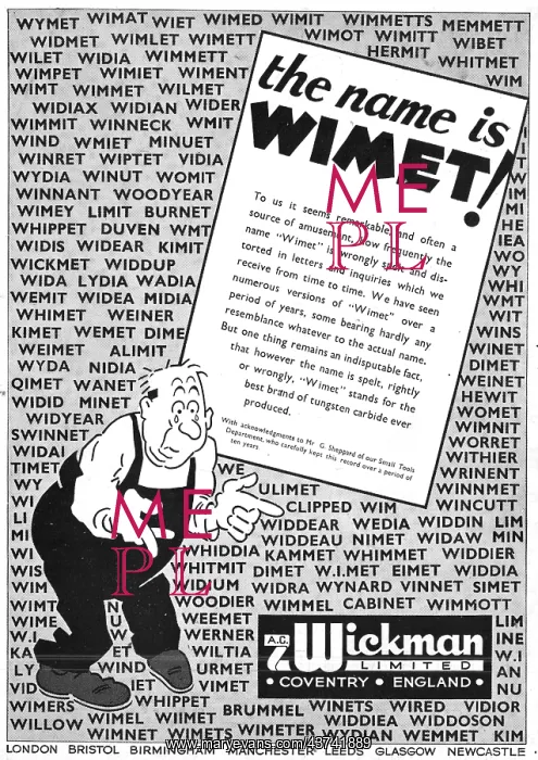: A.C. Wickman WIMET Tungsten Carbide : A.C. Wickman WIMET Tungsten Carbide