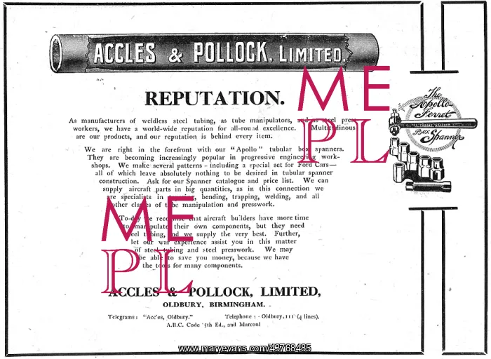 : Accles & Pollock -Oldbury Birmingham : Accles & Pollock -Oldbury Birmingham