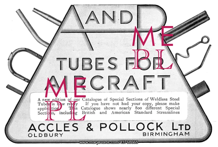 : Accles & Pollock Tubes For Aircraft 1929 : Accles & Pollock Tubes For Aircraft 1929