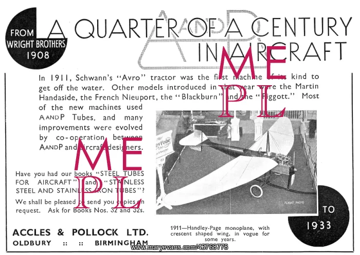 : Accles & Pollock Tubes For Aircraft Constructors 1934 : Accles & Pollock Tubes For Aircraft Constructors 1934