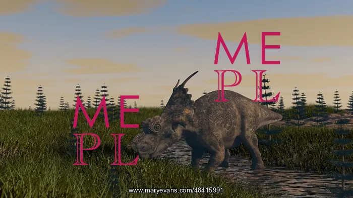 : Achelousaurus grazing in swamp : Achelousaurus grazing in swamp