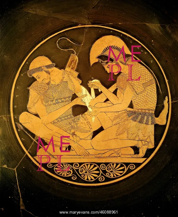  : Achilles, Greek hero, tending the wounds of Patroclus