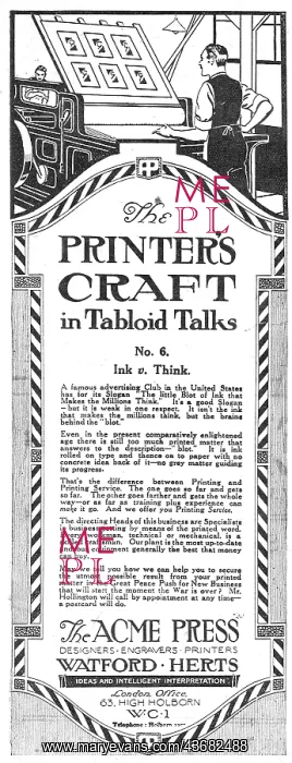 : The Acme Press. Watford. 1919 : The Acme Press. Watford. 1919