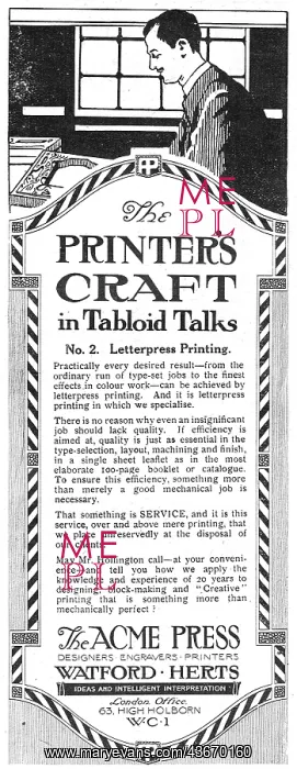 : The Acme Press. Watford, herts. Printers & Engravers : The Acme Press. Watford, herts. Printers & Engravers