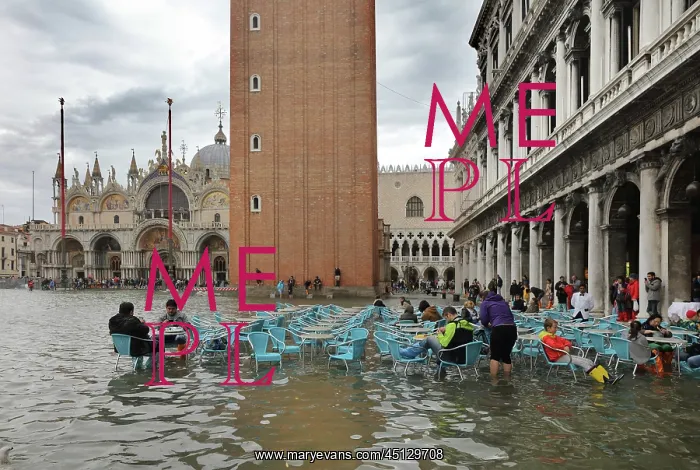 : Acqua alta in St Mark's Square, Venice, Italy : Acqua alta in St Mark's Square, Venice, Italy
