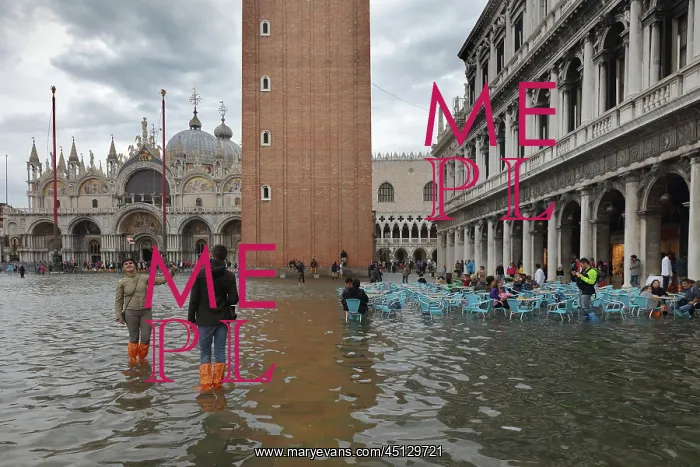 : Acqua alta in St Mark's Square, Venice, Italy : Acqua alta in St Mark's Square, Venice, Italy