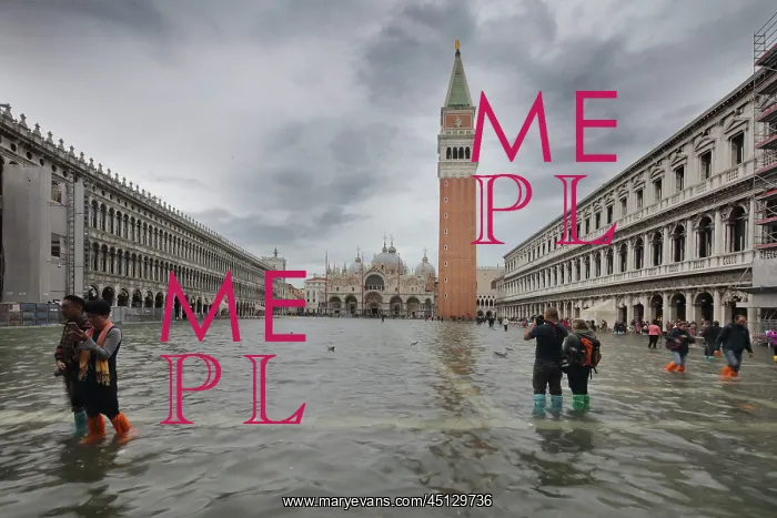 : Acqua alta in St Mark's Square, Venice, Italy : Acqua alta in St Mark's Square, Venice, Italy