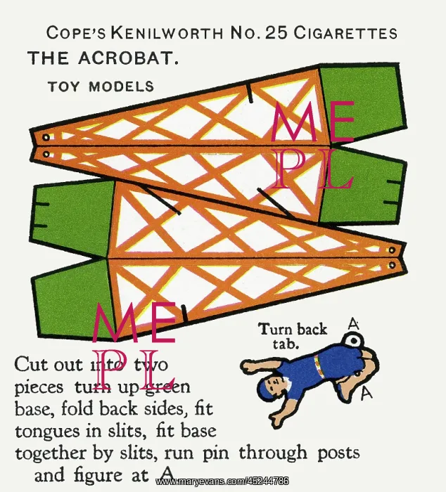 : Acrobat. Cope's Toy Models (The Country Fair) cigarette cards. Artist: William Henry Ellam : Acrobat. Cope's Toy Models (The Country Fair) cigarette cards. Artist: William Henry Ellam